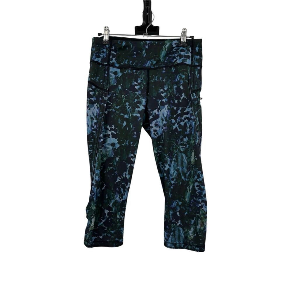 Lululemon Leggings Womens 6 Run Top Speed Crops Floral Backdrop Blue Running